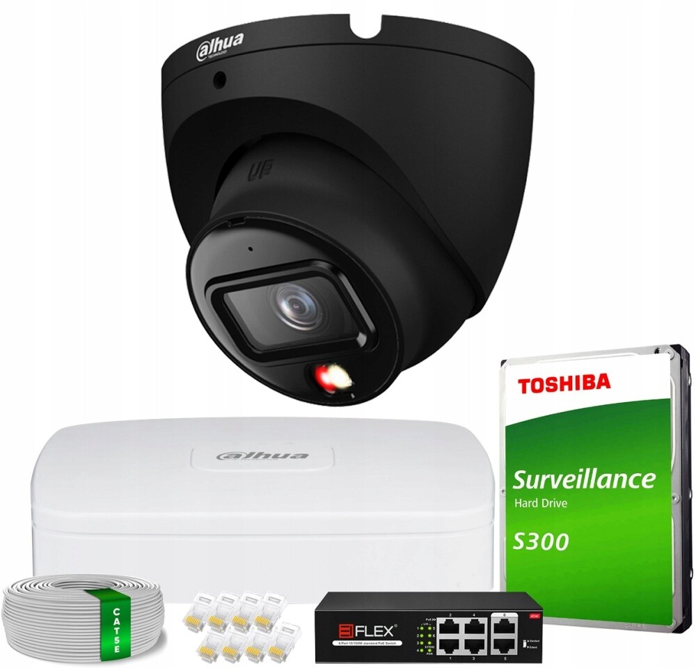 Domácí monitorovací sada Ip kamera 1x IPC-HDW1639T-A-IL-BLACK 6MPx IR30 audio