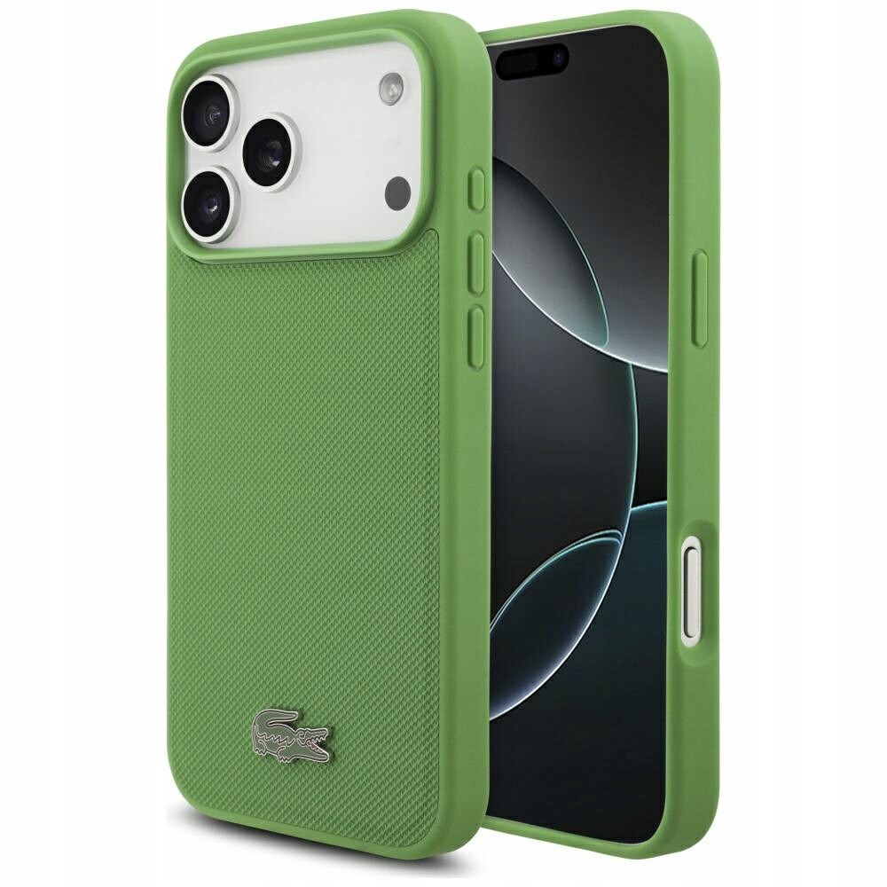 Pouzdro Lacoste Petit Pique Lacquer Logo MagSafe pro iPhone 17 Pro Max estragon