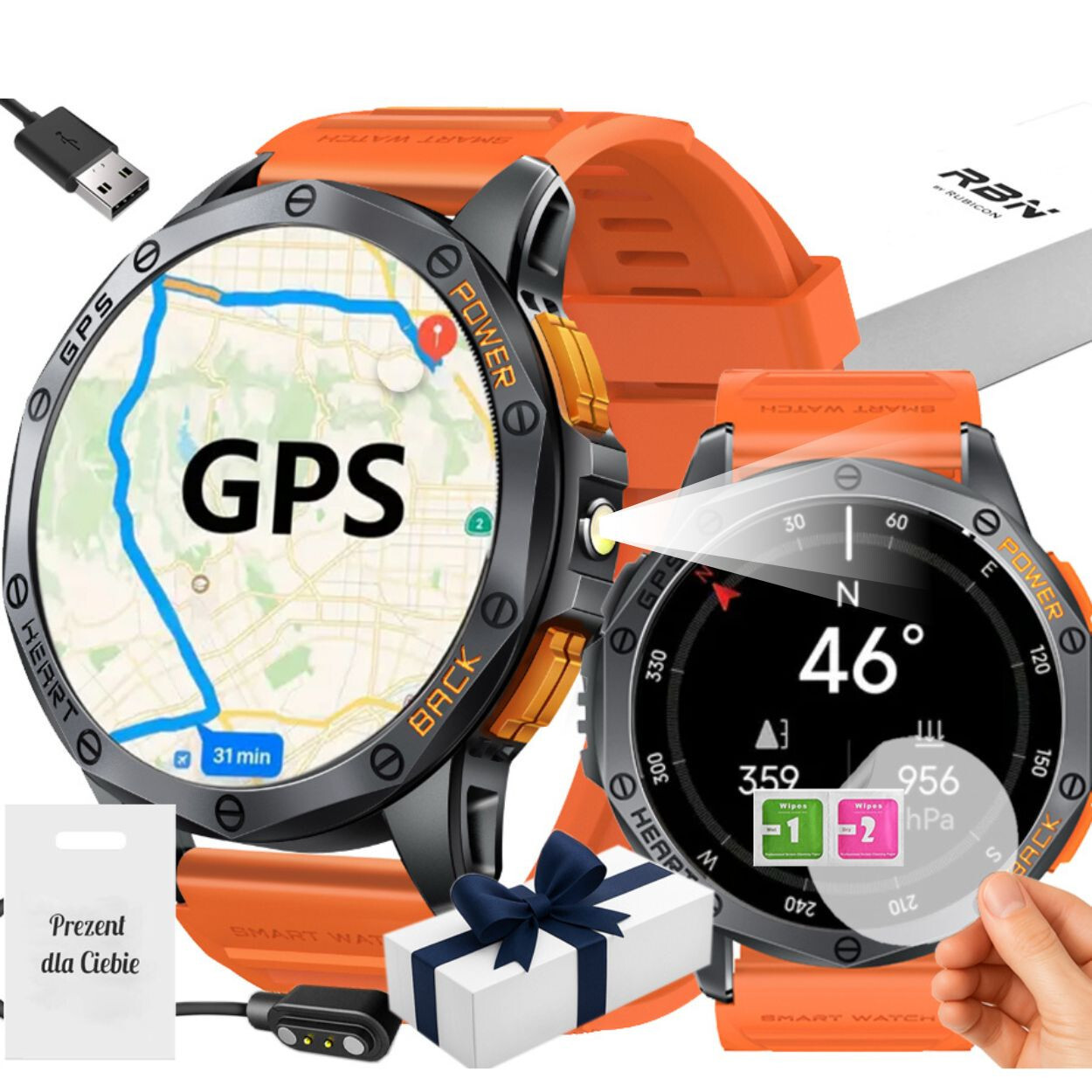 Venkovní Chytré Hodinky Gps Kompas Amoled Bt Připojení IP68 530 mAh