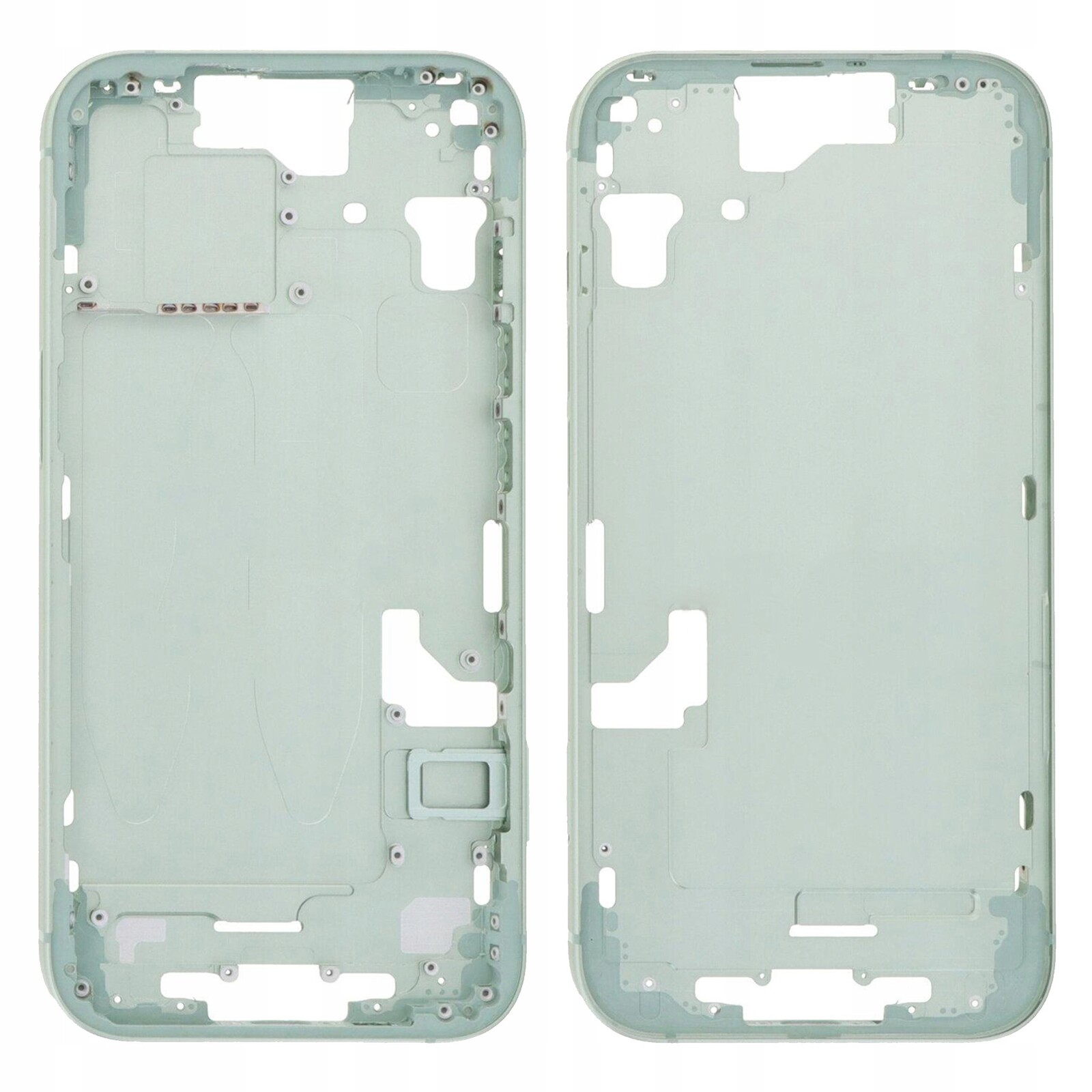 Zelený korpus pro iPhone 15 Rámeček Kryt Střední Tlačítka Sim