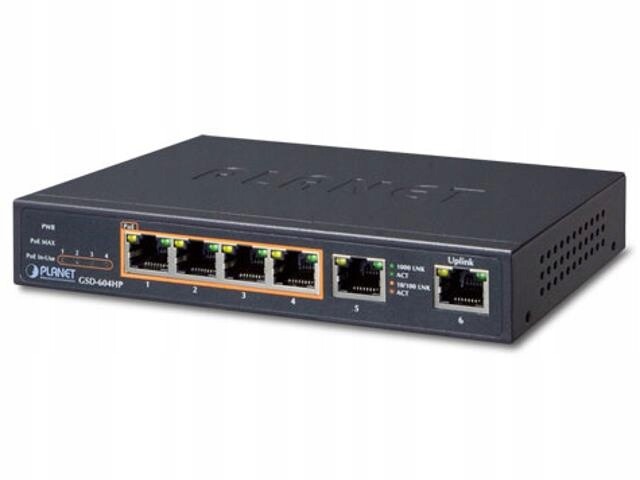 Switch Planet GSD-604HP 4-PORT Poe+ 1GB BASE-T+2PORT 1GB Base-t