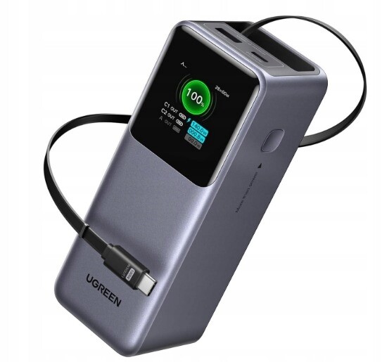 Powerbanka Ugreen PB726 165W 20000MAH S Výsuvným Kabelem