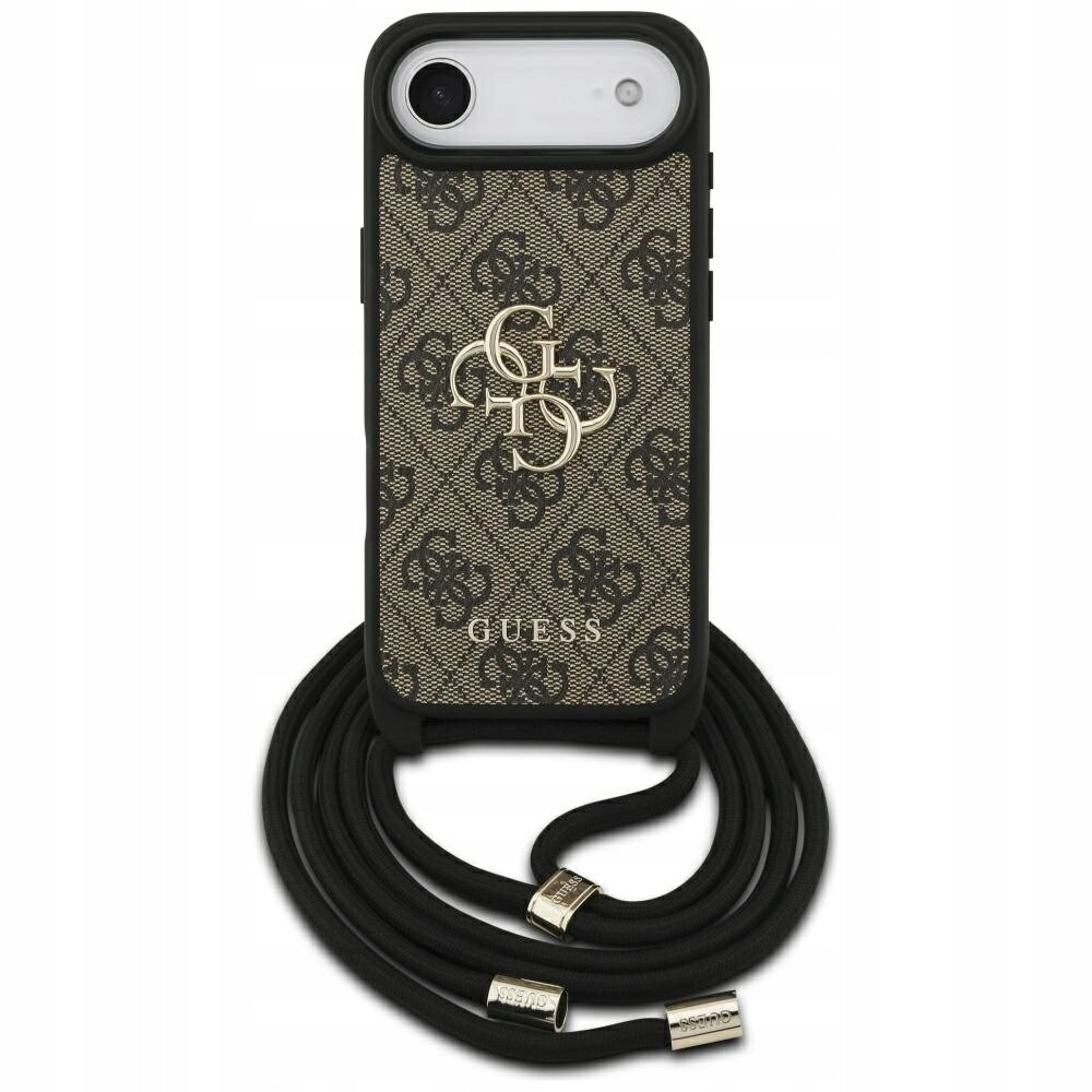 Pouzdro Guess 4G Big Logo Cord Stap Crossbody pro iPhone 17 Air, hnědé
