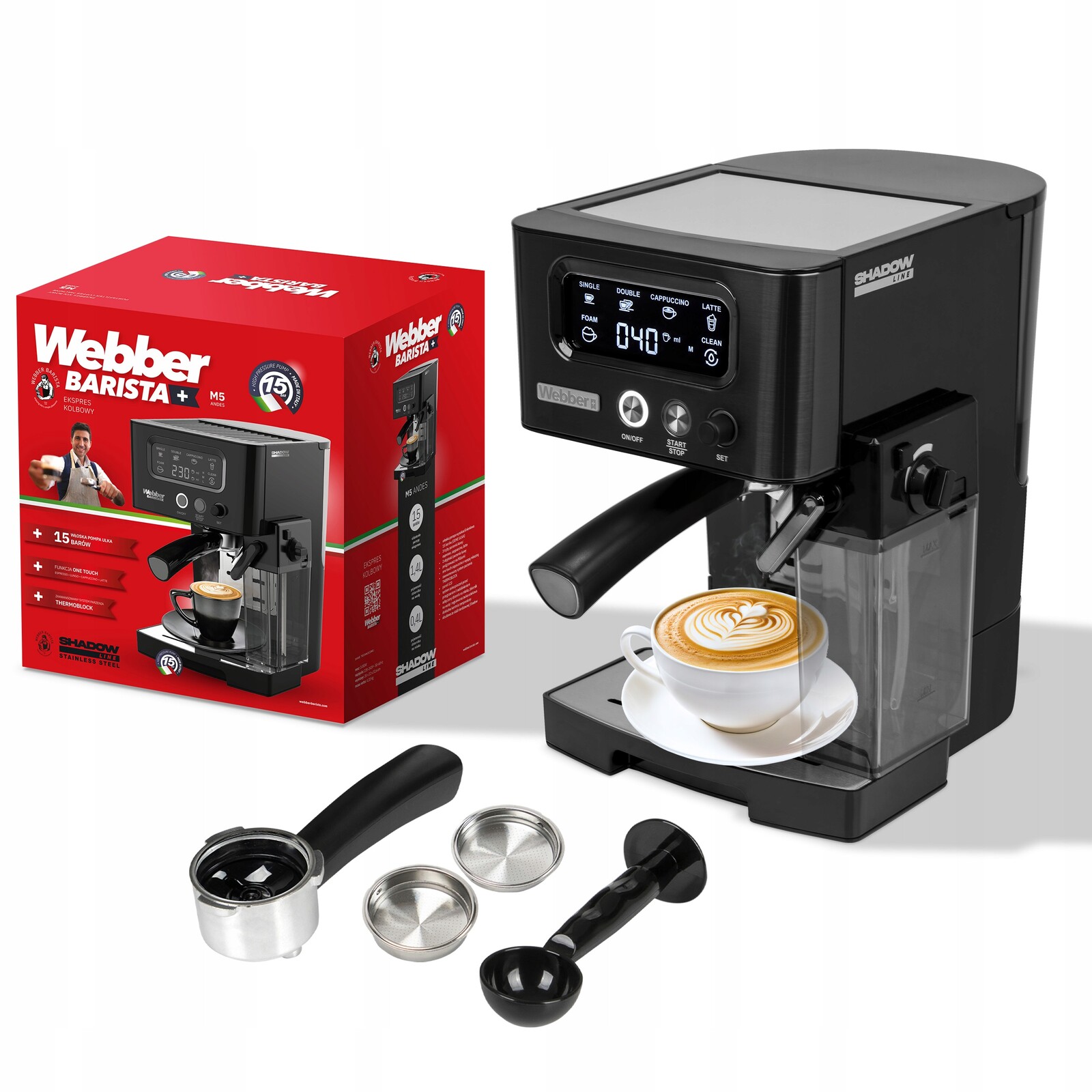 Tlakový Kávovar Baňkový Poloautomatický Webber 15 Bar M5