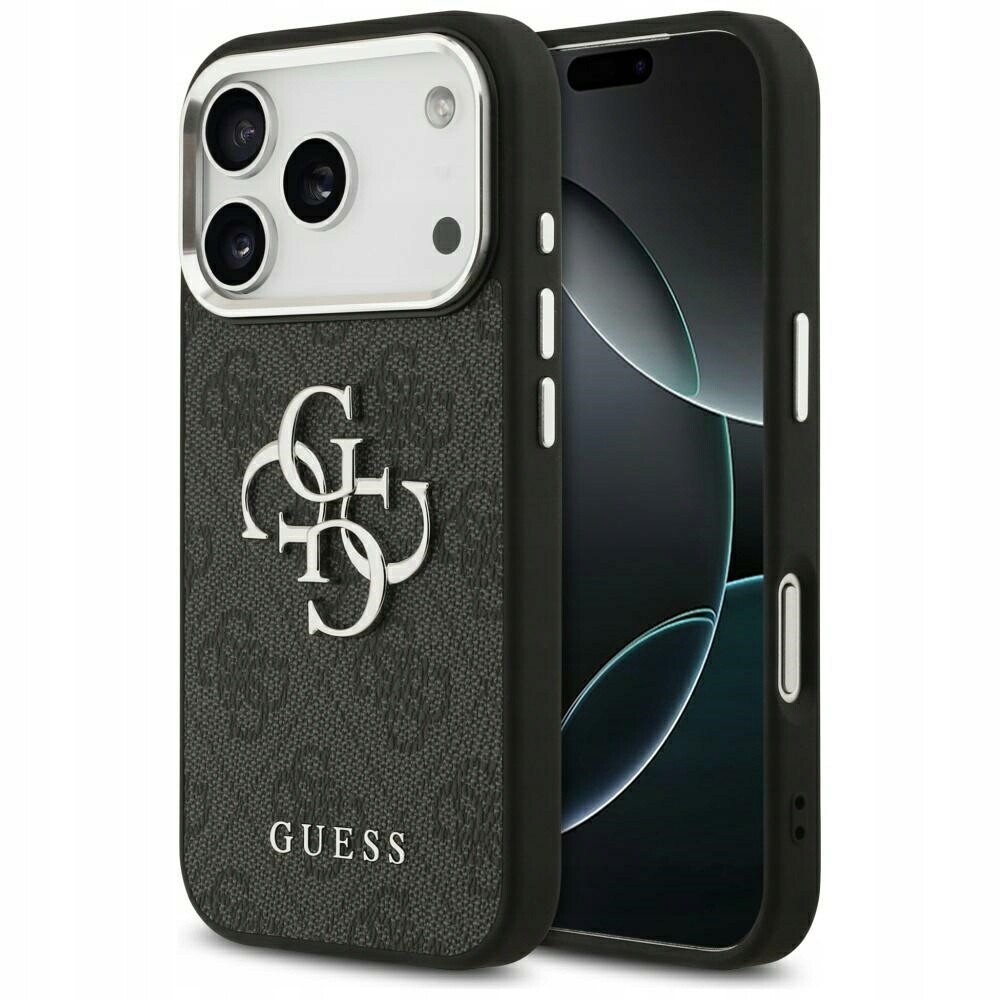 Pouzdro Guess 4G Big 4G Classic Logo pro iPhone 17 Pro Max, černá, stříbrná barva