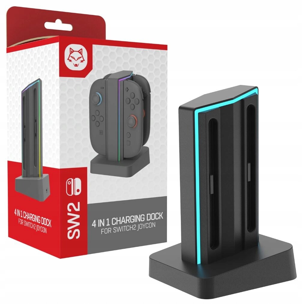 Nabíjecí stanice pro 4x Joy-Con Nintendo Switch 2 NS2 s Rgb podsvícením