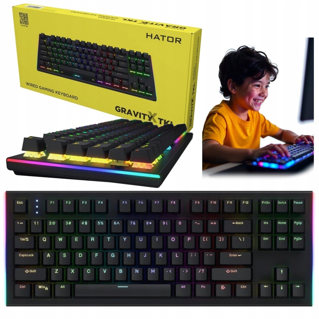 Mechanická klávesnice Hator Gravity X Tkl HTK550 černá hliníková Rgb