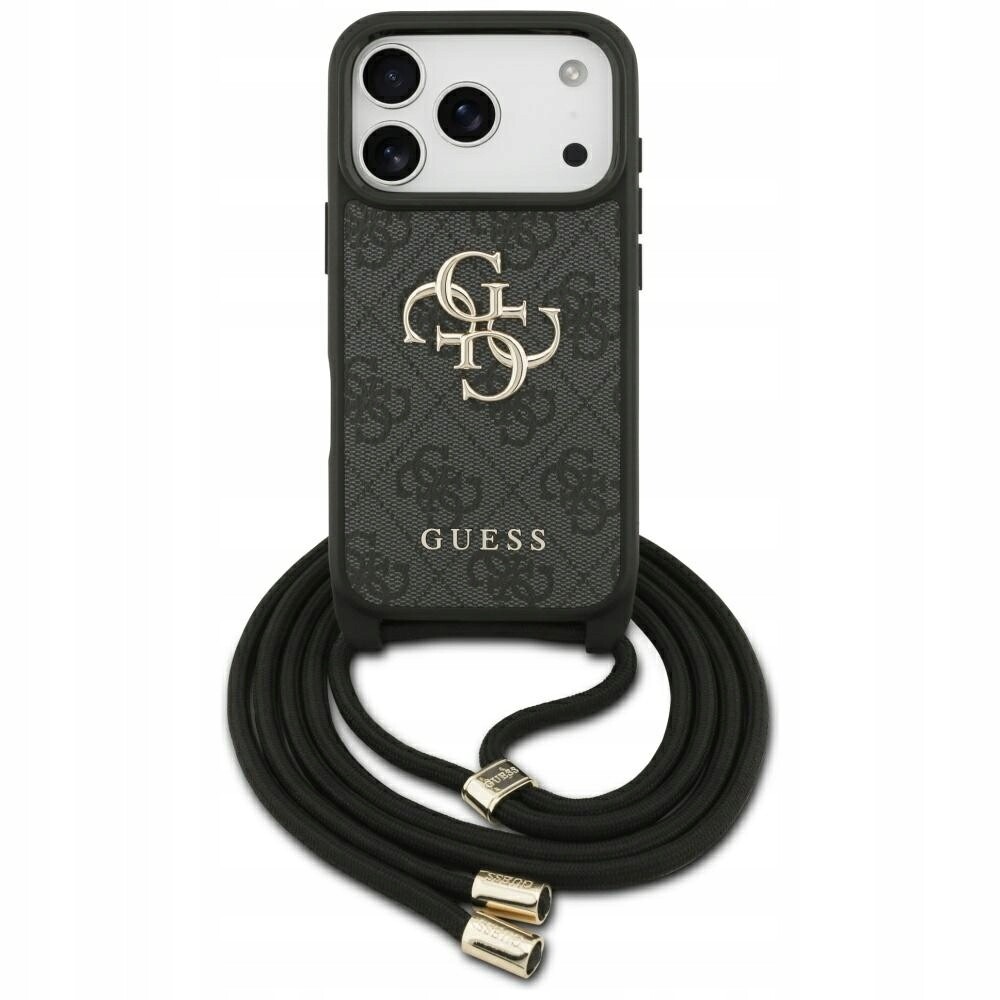 Pouzdro Guess 4G Big Logo Cord Stap Crossbody pro iPhone 17 Pro, černé
