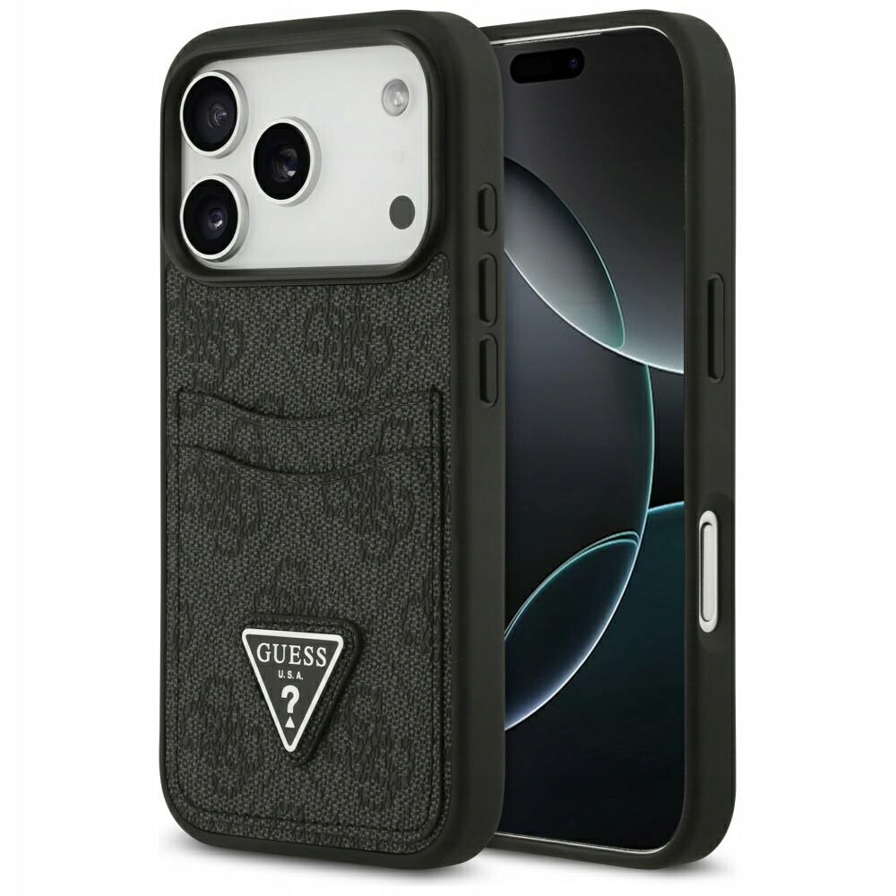 Pouzdro Guess 4G Double Card Triangle pro iPhone 17 Pro, černé