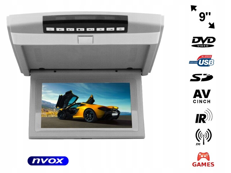 Podhledový monitor LCD 9 palců Led DVD Usb Sd Av Ir Fm