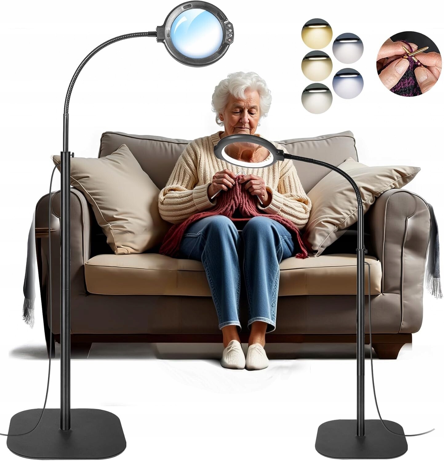 Lupa s lampou Gaborish W624 12× Led 3v1 ohebný stojan 5 režimů 10 úrovní