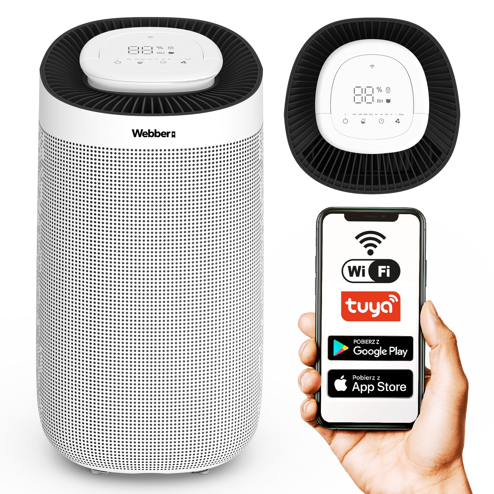 WiFi odvlhčovač vzduchu Timer 12l/24h Webber DEC500 pohlcovač vlhkosti