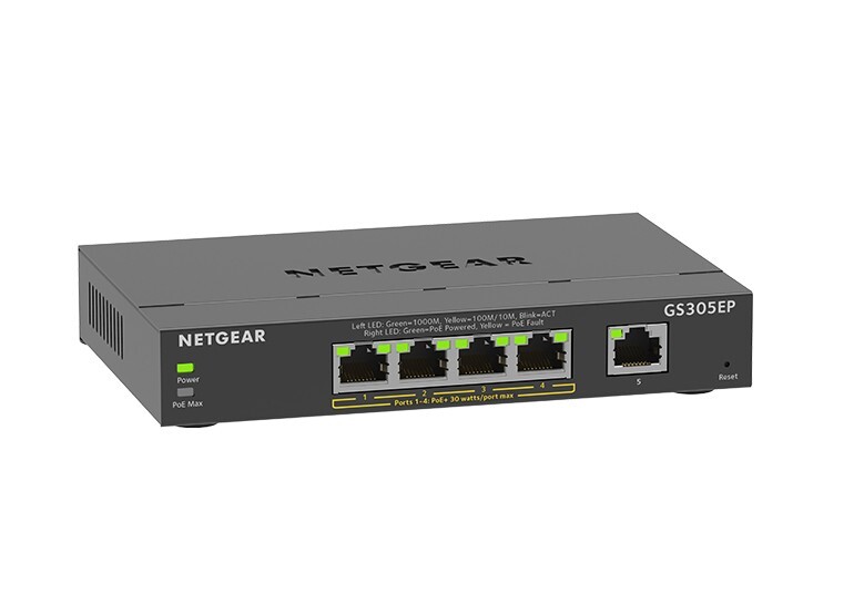 Přepínač Netgear GS305EP-100PES, 5x1GE (4xPoE+)