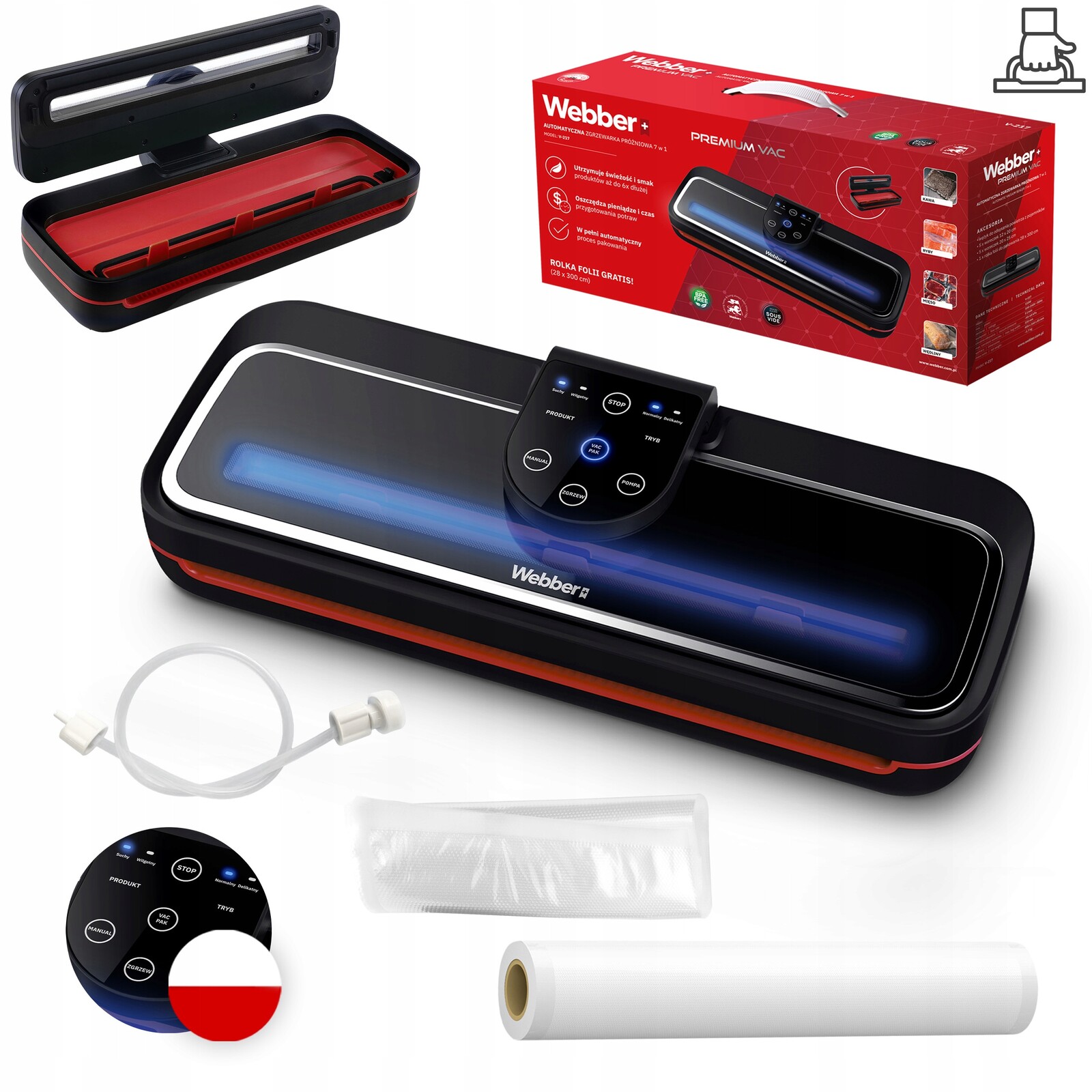 Vakuová Svářečka Fólií, Balička Potravin Webber V217 Automatická