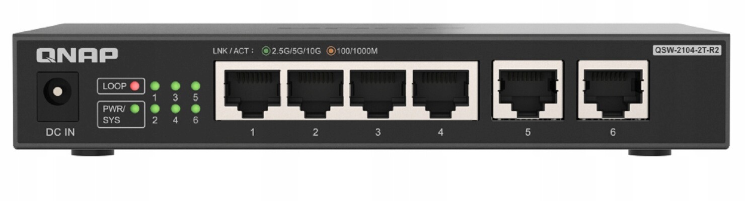 Qnap QSW-2104-2T-R2 6PORTOVÝ Přepínač 2X 10GBE Base-t