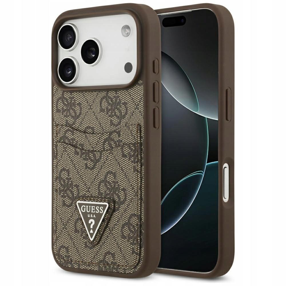 Pouzdro Guess 4G Double Card Triangle pro iPhone 17 Pro, hnědé