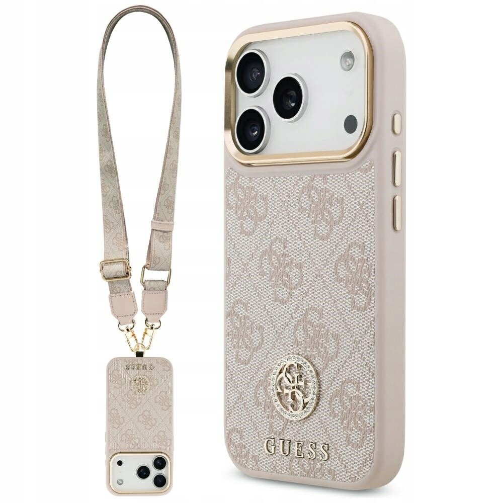 Pouzdro Guess 4G Strass Logo & Big Strap Metal MagSafe pro iPhone 17 Pro