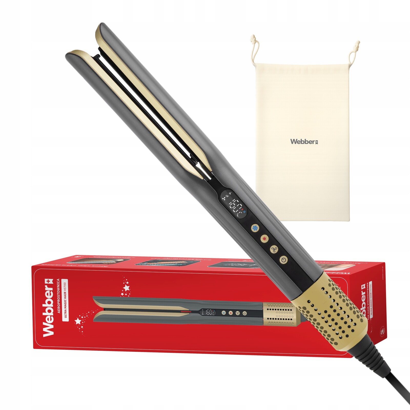 Žehlička Na Vlasy Na Vlasy Webber Keramická Ionizace LCD Aerožertovač