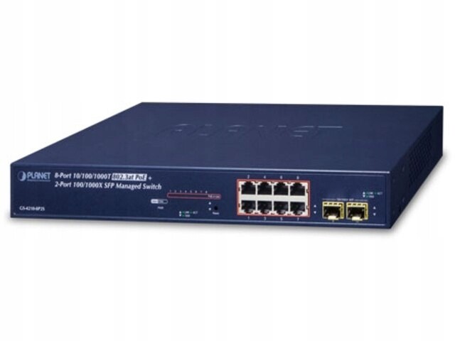 Switch Planet GS-4210-8P2S 8portový PoE 1GB Base-t 2portový 1000X Sfp