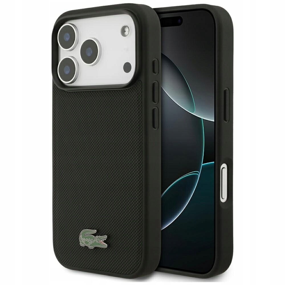 Pouzdro Lacoste Petit Pique Lacquer Logo MagSafe pro iPhone 17 Pro, černé