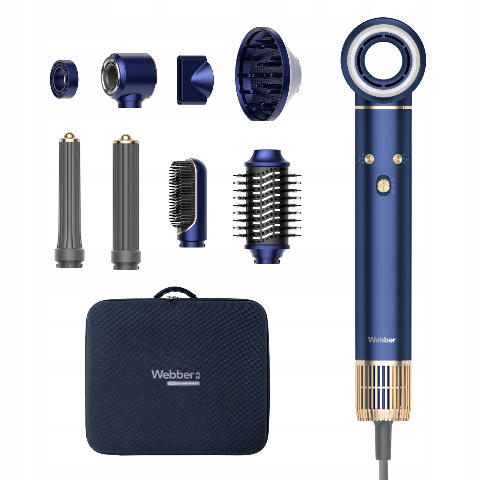 Vysoušeč vlasů 8v1 Webber HD4 1300W s Ionizací A Regulací 8 nástavců