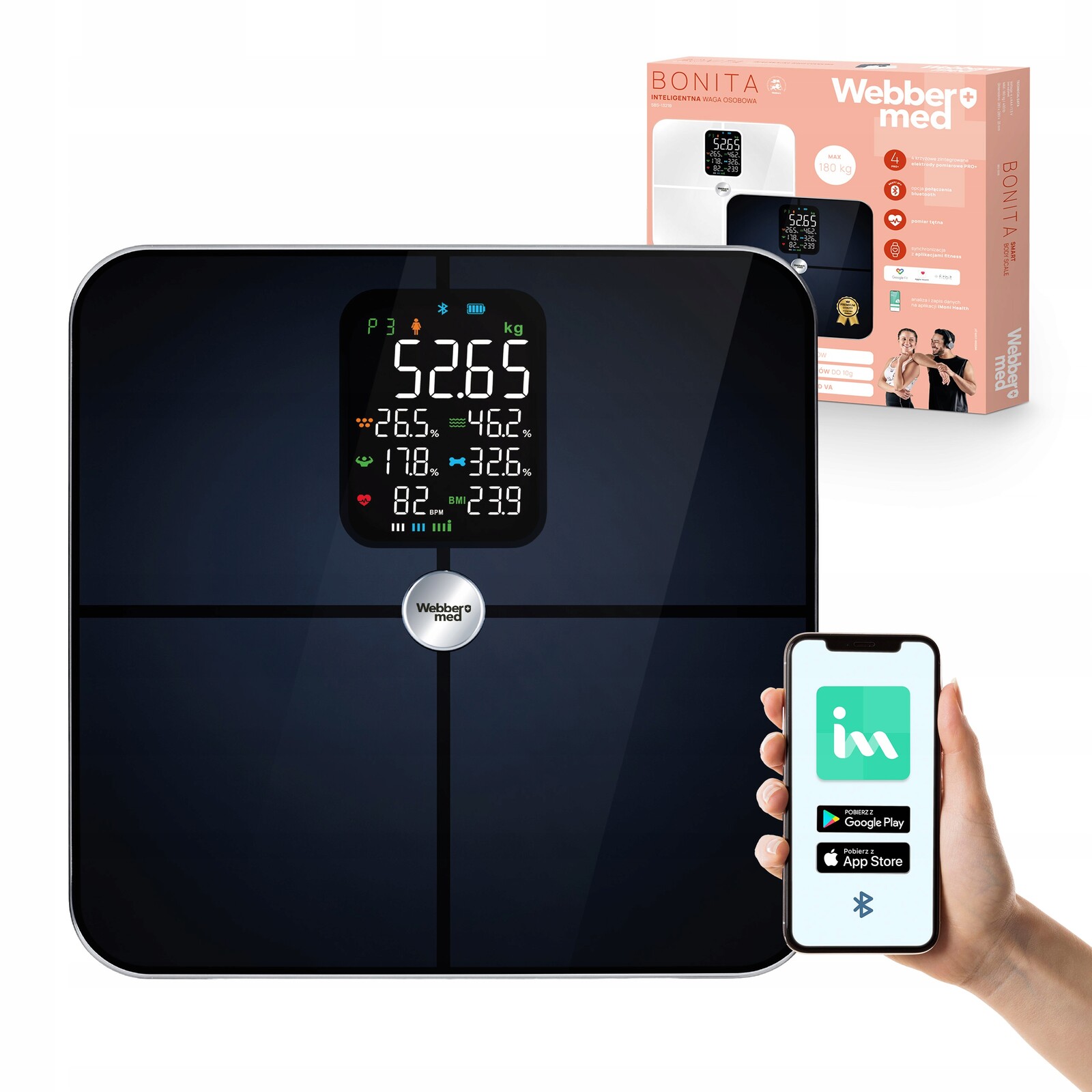 Analytická Koupelnová Váha 16 parametrů Apple Health, Google Fit, IF1321C