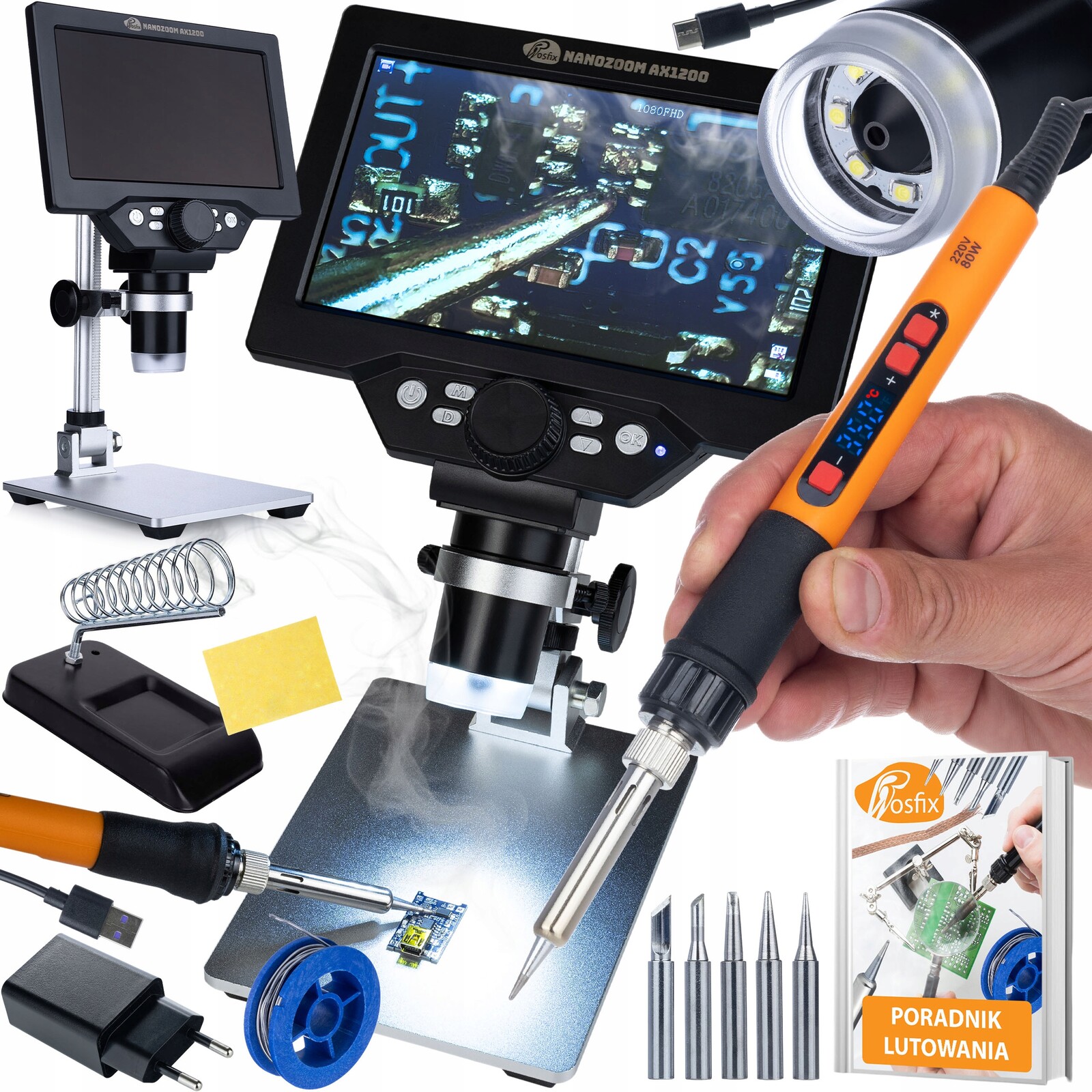 Sada Pro Servis Elektroniky Rosfix Mikroskop Pájecí Držák 12V1 LCD