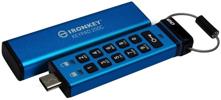 Pendrive Kingston IronKey Keypad 200C 512 Gb Usb 3.1 typ C modrý