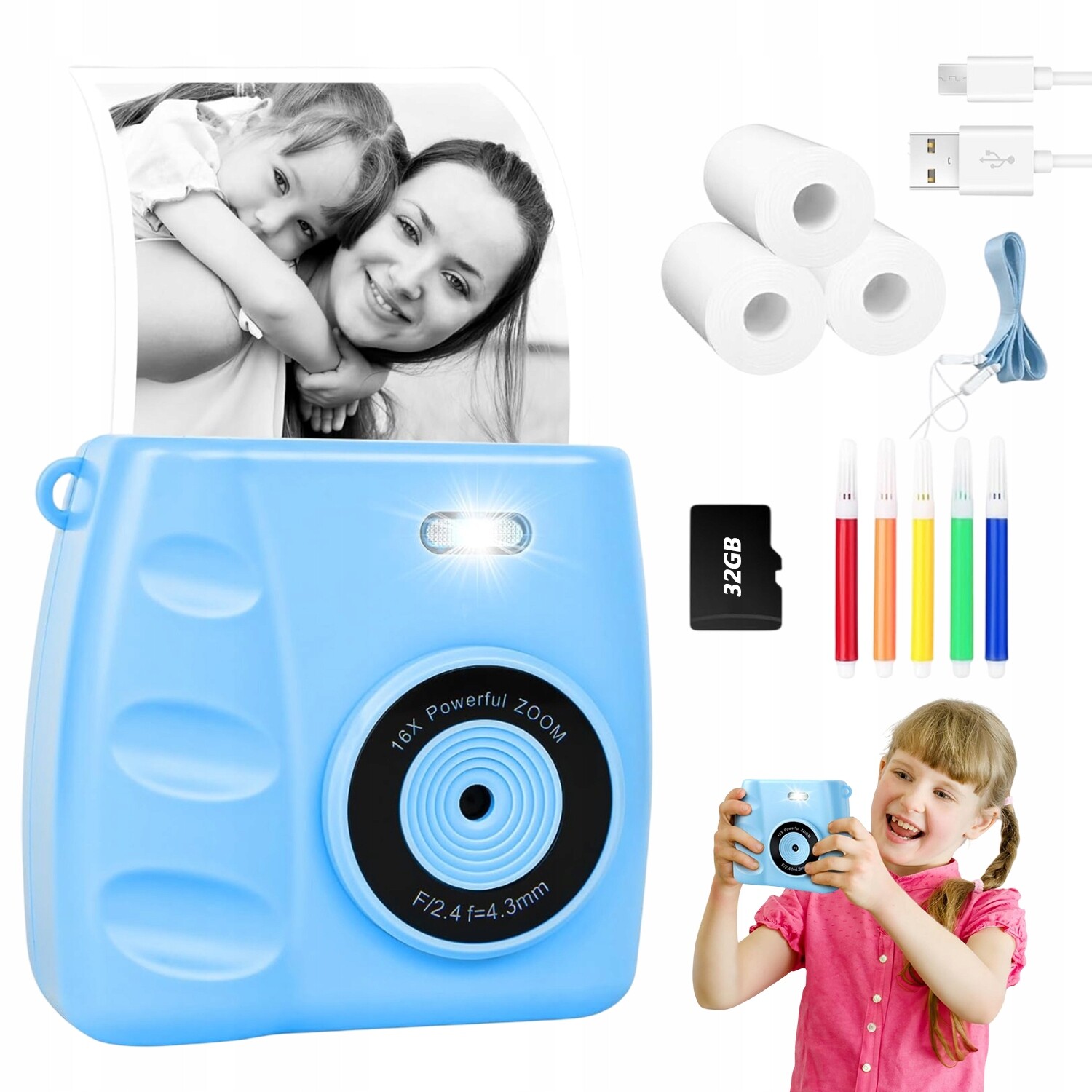 Digitální Instantní Fotoaparátová Tiskárna Pro Děti 3 Role