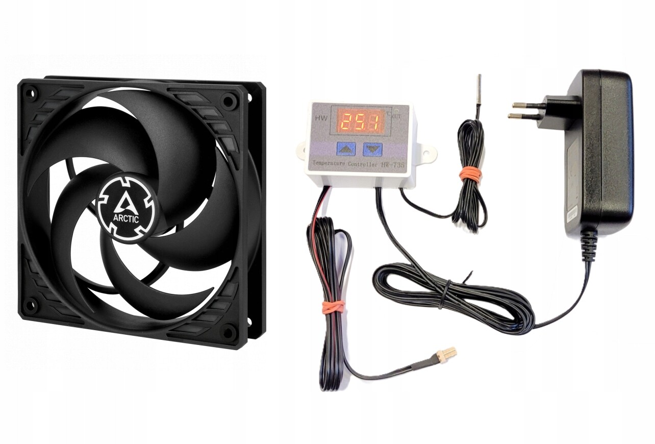 Ventilátor s termostatem pro chlazení skříně Rack, Lanberg apod.