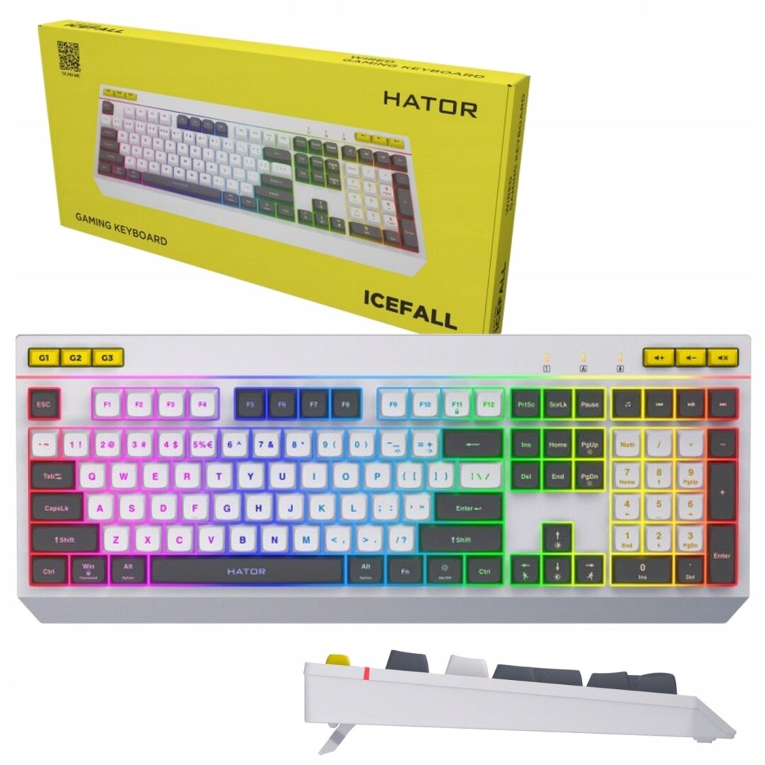 Membránová klávesnice Hator Icefall HTK405US bílá, černobílé klávesy