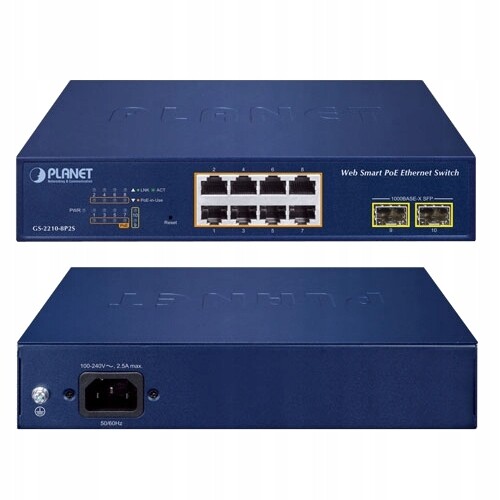 Inteligentní Switch Přepínač 10/100/1000T 802.3at 2xSFP Planet