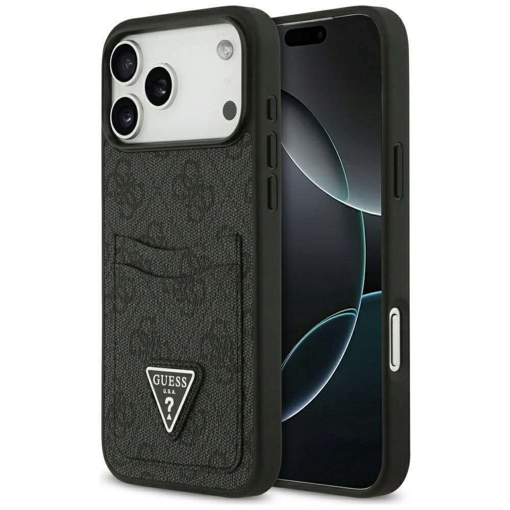 Pouzdro Guess 4G Double Card Triangle pro iPhone 17 Pro Max, černé