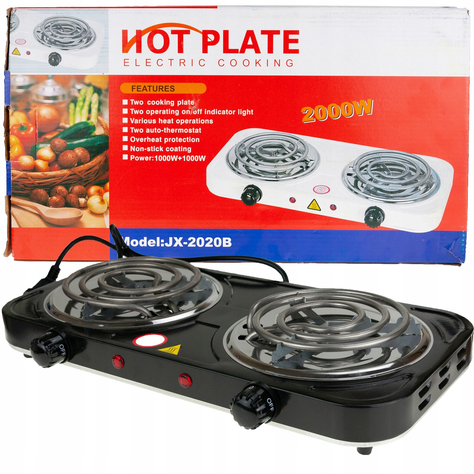 Elektrický Dvouplotýnkový Turistický Vařič Na Elektřinu, Silný, Přenosný