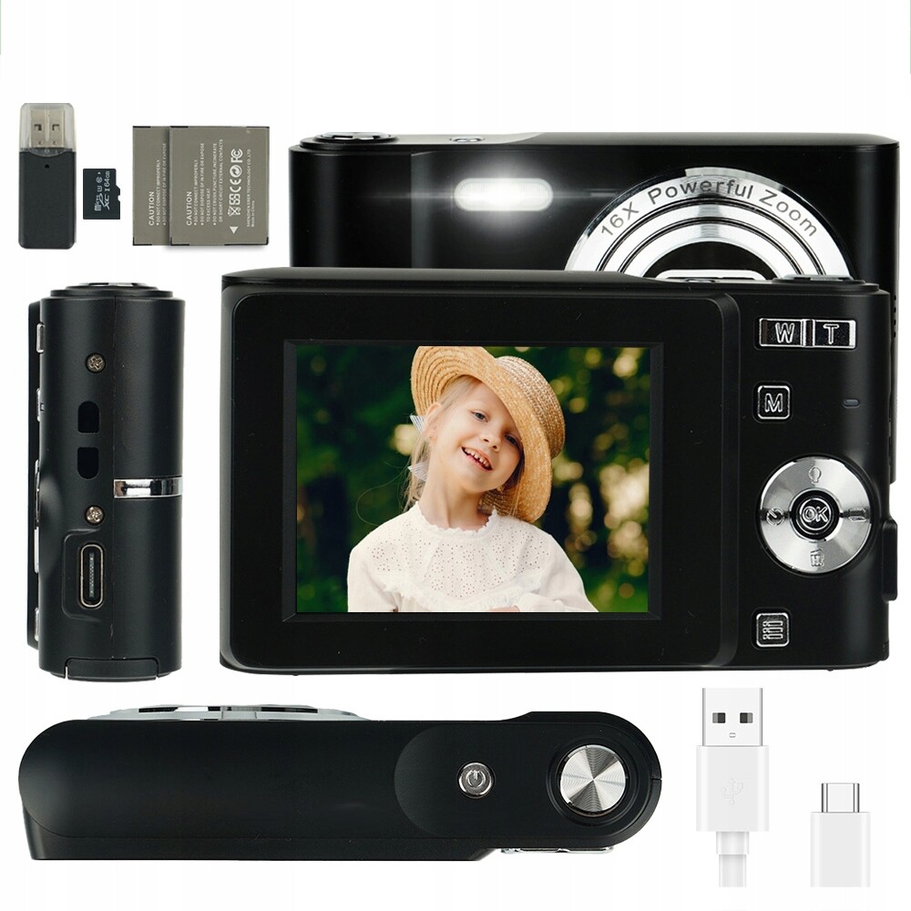 Digitální Fotoaparát Hd Přenosný Fotoaparát 1080P 50MP Stabilizace 16X Zoom 2.4''