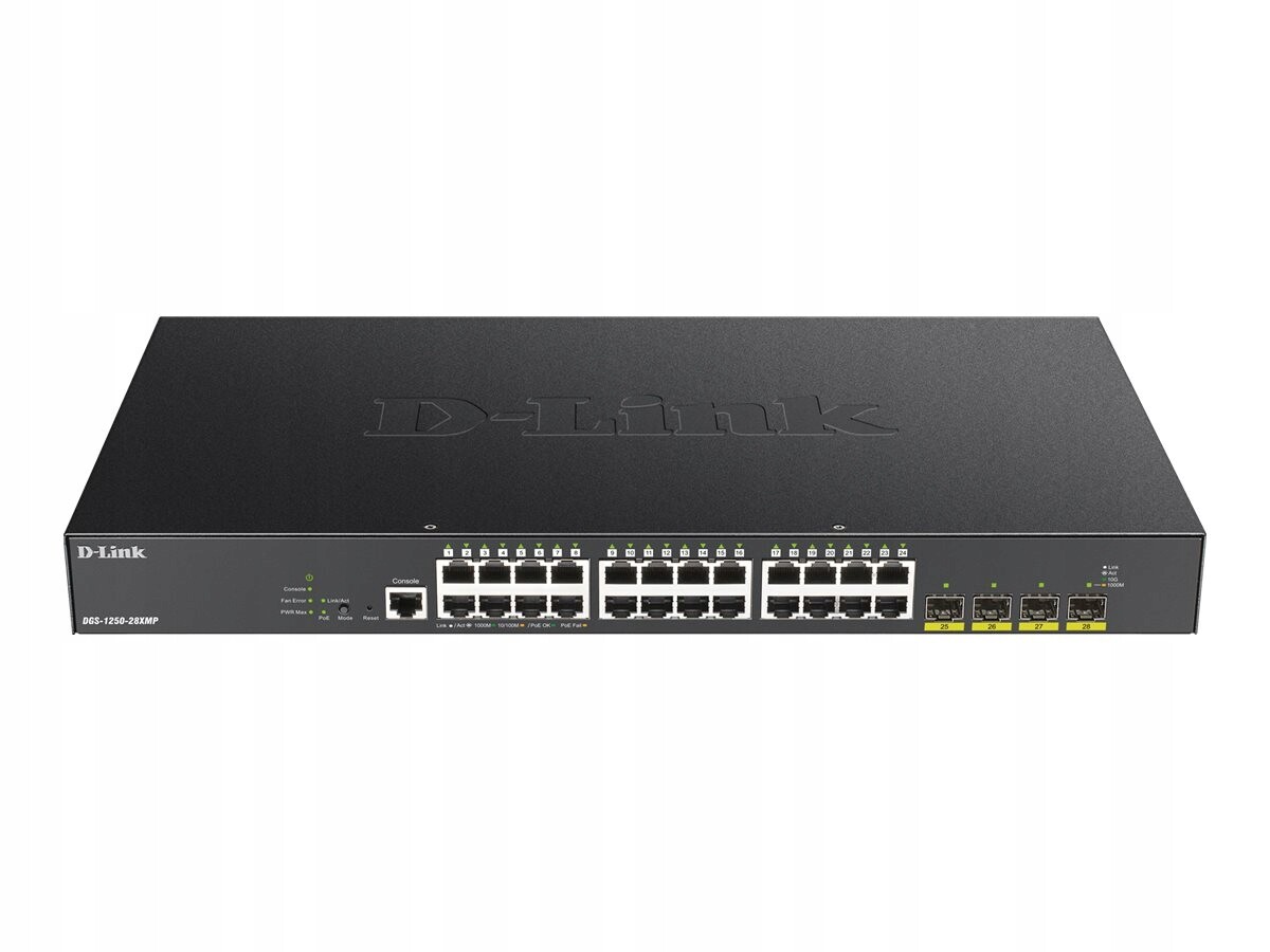 D-link 28portový inteligentní PoE+ Switch 4x 10G