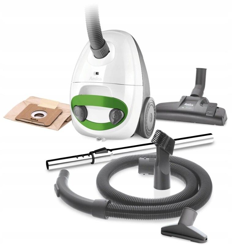 Sáčkový Vysavač Amica Ora VM1034 s výkonem 900 W a 2 l s Hepa filtrem a regulací výkonu