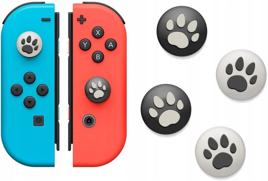 4x Gumičky Silikonové Ns Switch Oled Lite Tlapky Bílo-šedé 4 ks