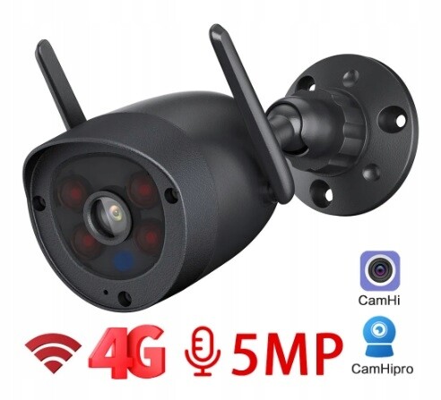 Tubová kamera Black Gsm 4G Sim Lte 5MPx App Cam Hi