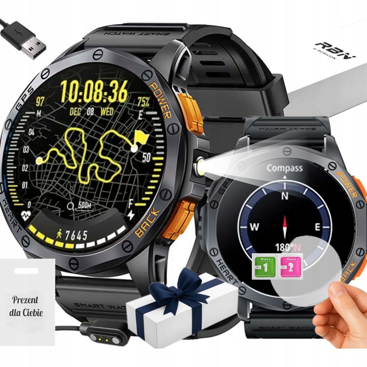 Chytré Hodinky Amoled Gps Kompas IP68 Bt Hovory Sportovní baterie 530 mAh