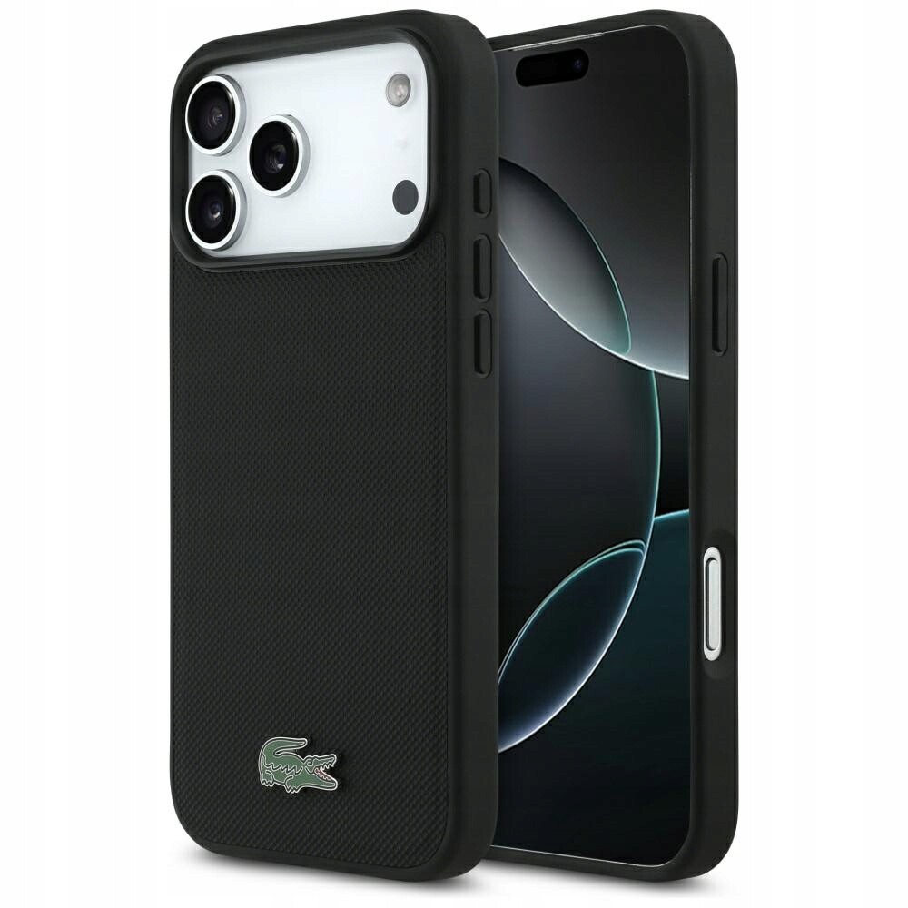 Pouzdro Lacoste Petit Pique Lacquer Logo MagSafe pro iPhone 17 Pro Max, černé