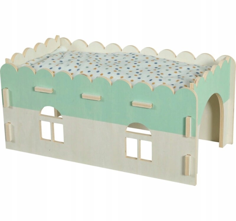 Zolux Cosy dřevěný patrový domeček pro králíka, prasátka, hlodavce pelíšek 45 cm