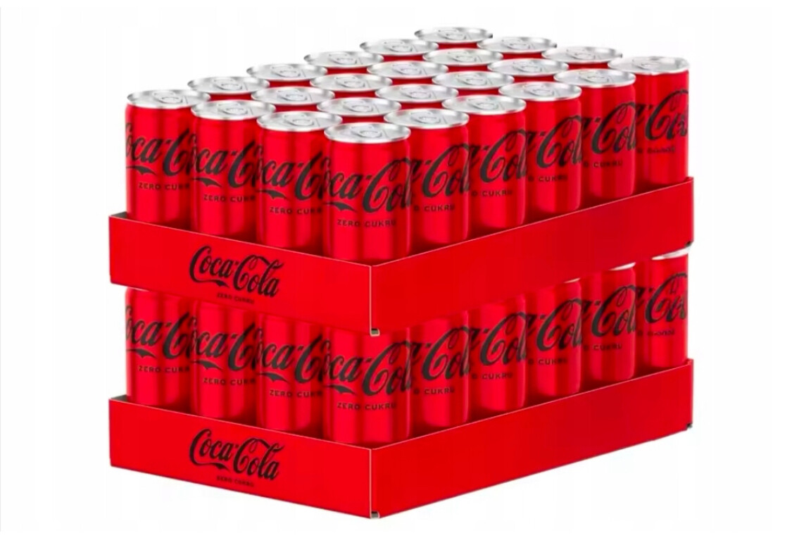 48x Coca-cola 330 ml Zero cukru úzká plechovka slim 0,33 L Sycený Nápoj