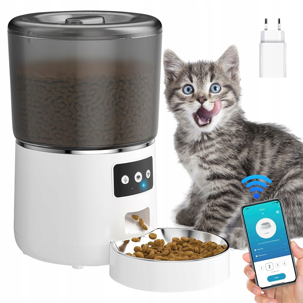 Automatický Podavač Krmiva Pro Kočky S Dvojitým Napájením 4 L
