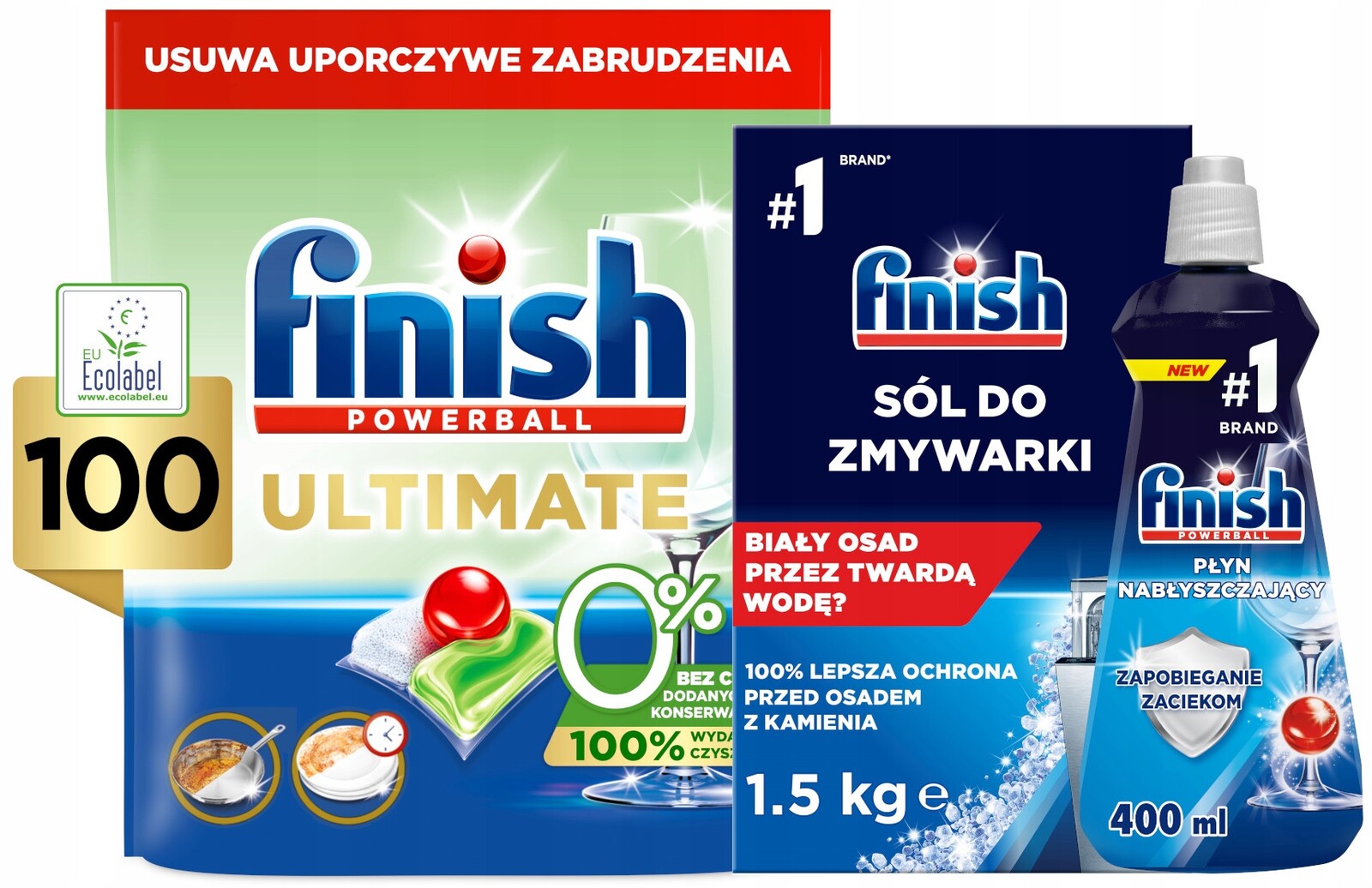 Finish Kapsle do myčky nádobí Ultimate 0% 100 kusů Sůl Leštidlo