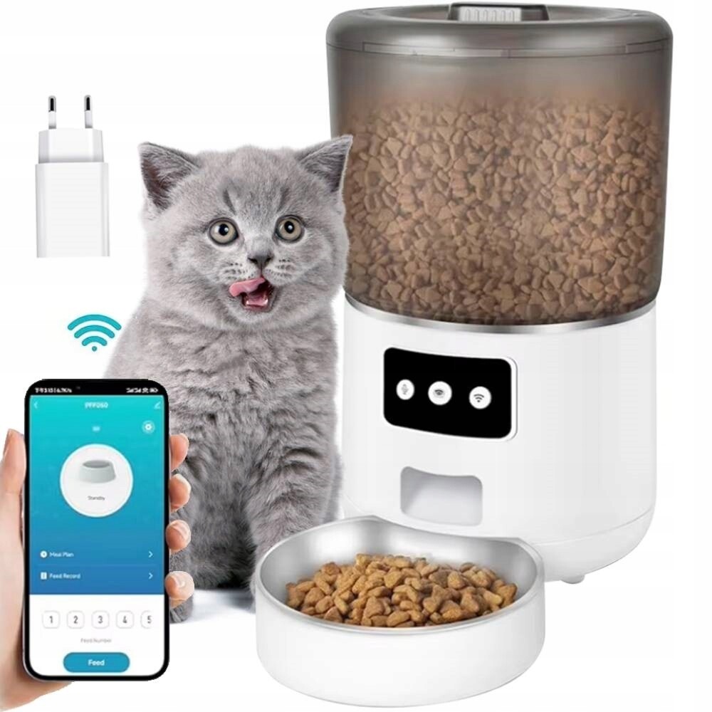 Automatický Krmítko 4L WiFi Chytrý Dávkovač Dávkovač Pro Psa Kočku
