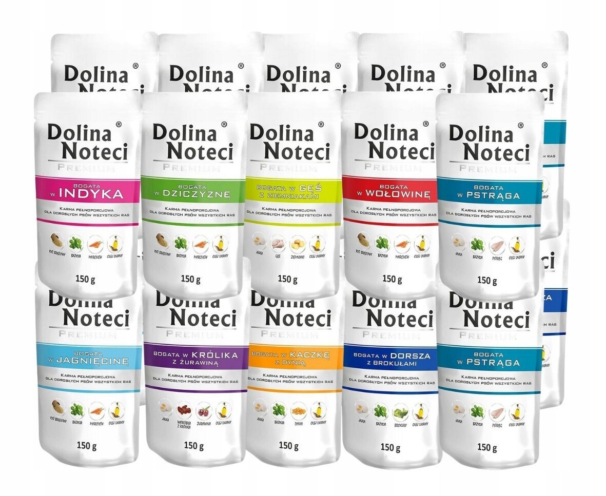 Dolina Noteci Prémiové Vlhké krmivo mix chutí 20x150g Bez Kuřecího Masa