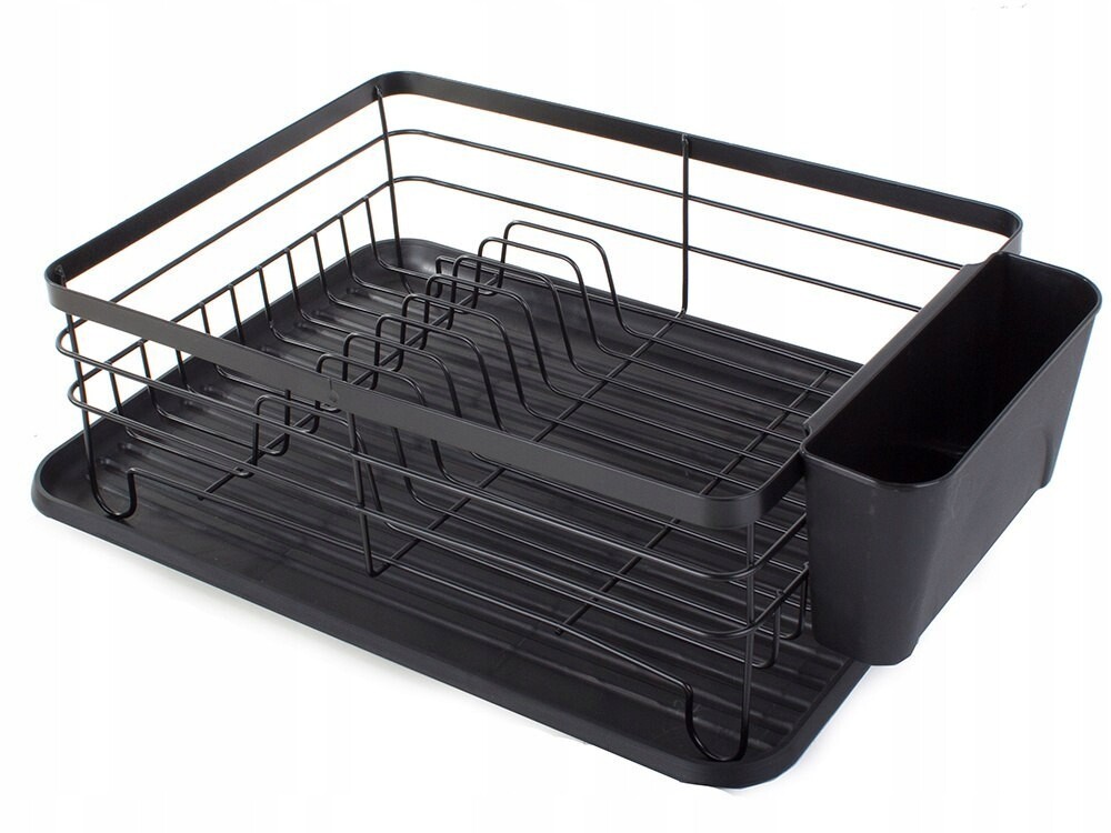 Odkapávač na nádobí, černý, kovový, čtvercový