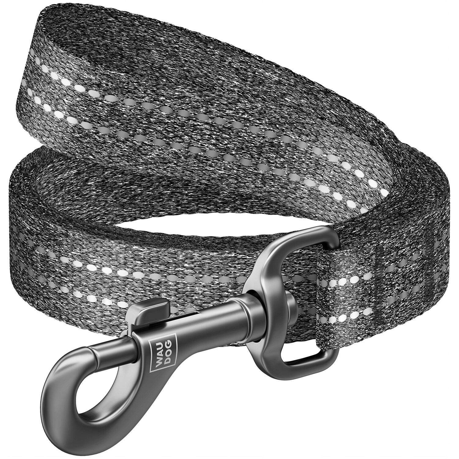 Vodítko pro psa z bavlny Waudog, reflexní, šedá, velikost L-XXL, 300 cm, 25 mm
