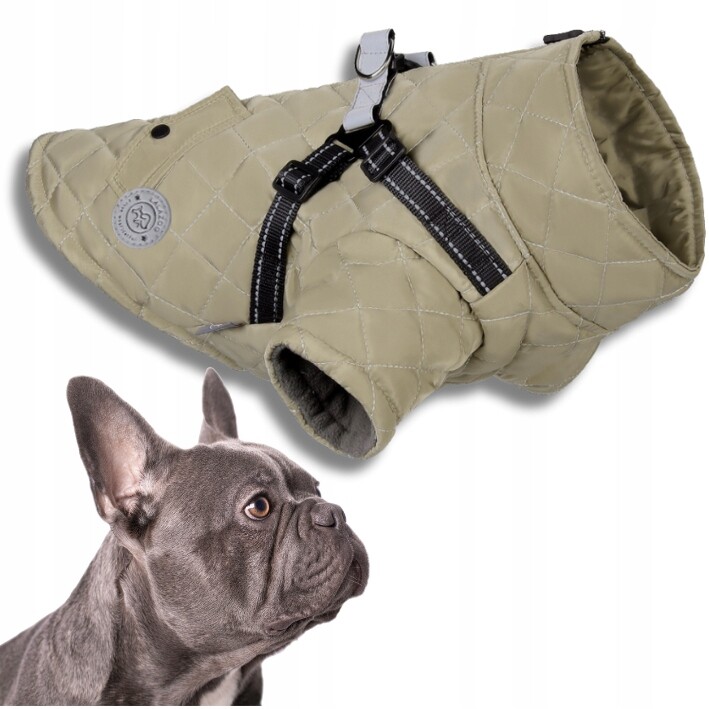 Oblečení Pro Psa bunda 2v1 s ramenními popruhy voděodolná Uvi zimní béžová XL